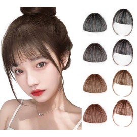 HIYE Bangs Wig, Supernatural, with Raised Wig, 100% Human Hair, Fully Hand Planted, Fluffy, Airy, Ultra-thin, Partial Wig, Heat Resistant, Redaise, Small Face, One Touch, Easy to Use, Extension Wig (With Sides, Brown)