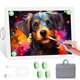 KOBAIBAN A4 Magnetic Light Pad with Bag, Rechargeable Diamond Art Light Board with Side Physical Buttons, 3 Color Light Modes Super Bright Light Table Light Box for Tracing, Drawing, Sketching (White)