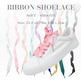 VIEKIER 10 Pairs Satin Flat Shoelaces 130 cm Colourful Shoe Laces Satin Shoelaces Shoelaces Flat Laces Soft Silk Laces for Women Girls, 10 Color-1