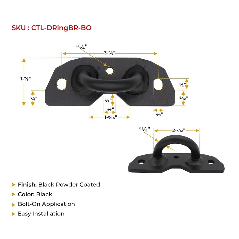Mytee Products 1/2" Bolt-On D-Ring Lashing Points for Shipping Containers