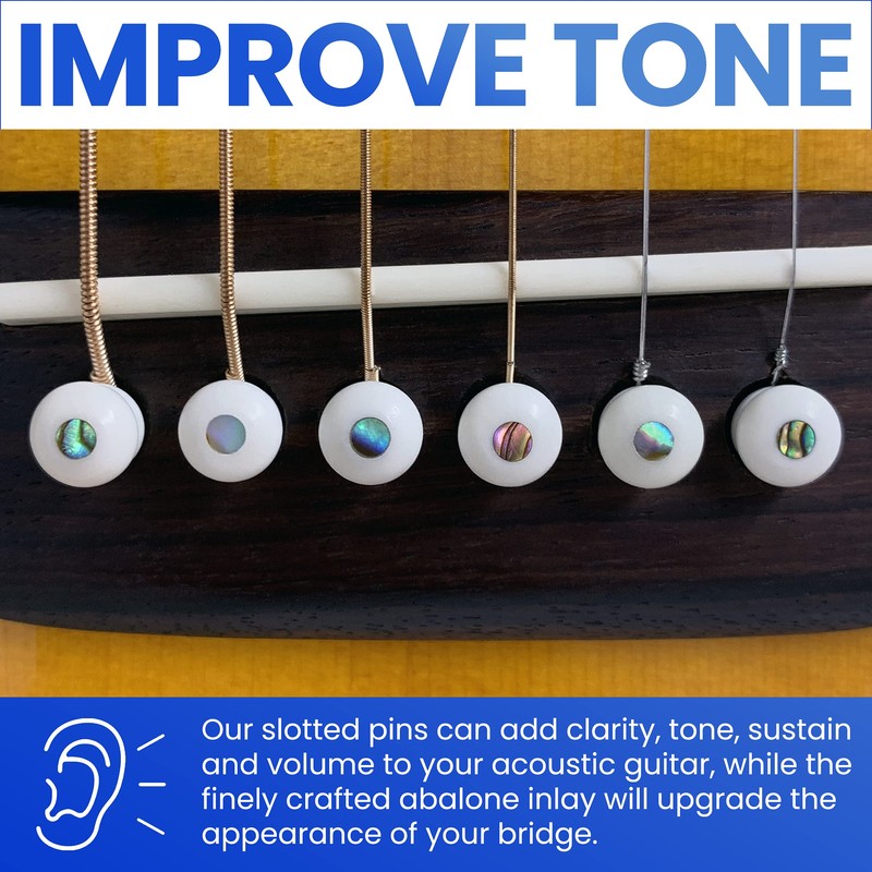 Crosby Slotted Pure Bone Bridge Pins with Abalone Dot Inlay