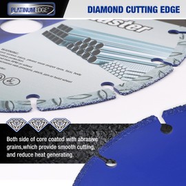 PLATINUMEGDE Diamond Cutting Wheel 5” x 7/8 Inch for Metal, Diamond Cutting Disc, Cut-Off Wheel Diamond Blade with 2000+ Cuts on Rebar, Steel, Iron and INOX, MAX RPM: 12200