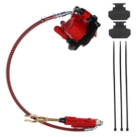 PRO BAT Front Disc Brake Master Cylinder Caliper Assembly with Extra Brake Pad for 50cc 90cc 110cc 125cc ATV Quad Dirt Bike, Red