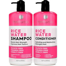 Champú y acondicionador de agua de arroz sin sulfatos para cabello fino y delgado Fórmula más espesa y voluminizadora para mujeres y hombres con saw  
