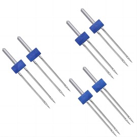 6 Stück Doppelnähmaschinennadeln, Jersey-Nähmaschinennadeln, Zwillingsnadel, Doppelnadel, Zwillingsnadel, Stretch für Nähmaschine (blau)