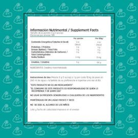 Creatina Monohidratada de Alta Pureza En Polvo Sin Sabor 500 g