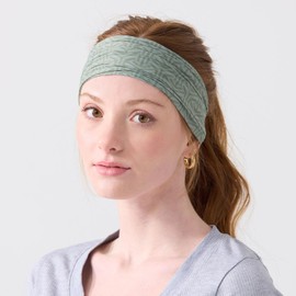 Aruna Handmade Green Boho Bandeau Headband for Women - Sweat Absorbing Twist Wicking Women’s Head Band | Wide Yoga Hiking Tie Dye Bandana for Gym | Sleeping Hair Accessories & Mud Run Gear