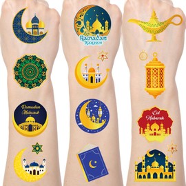 Yoyuspy Eid Mubarak Temporary Tattoos - 200+ Eid Party Favors for Kids Ramadan Party Supplies Decorations Eid Al Adha Ramadan Mubarak Tattoos Stickers Kareem Ramadan Eid Gifts Prizes Rewards
