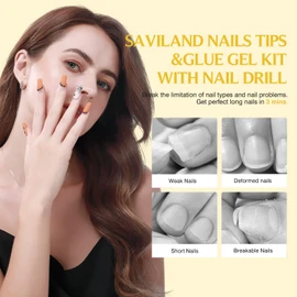 SAVILAND Square Gels Nail Kit: with Nail Drill 500PCS Nail Tips Square 0.5Oz 4-in-1 Gel Nail Gel & U V/LED Nail Lamp Nail Art Design Acrylic Nail Kit Home Salon Starter Kit