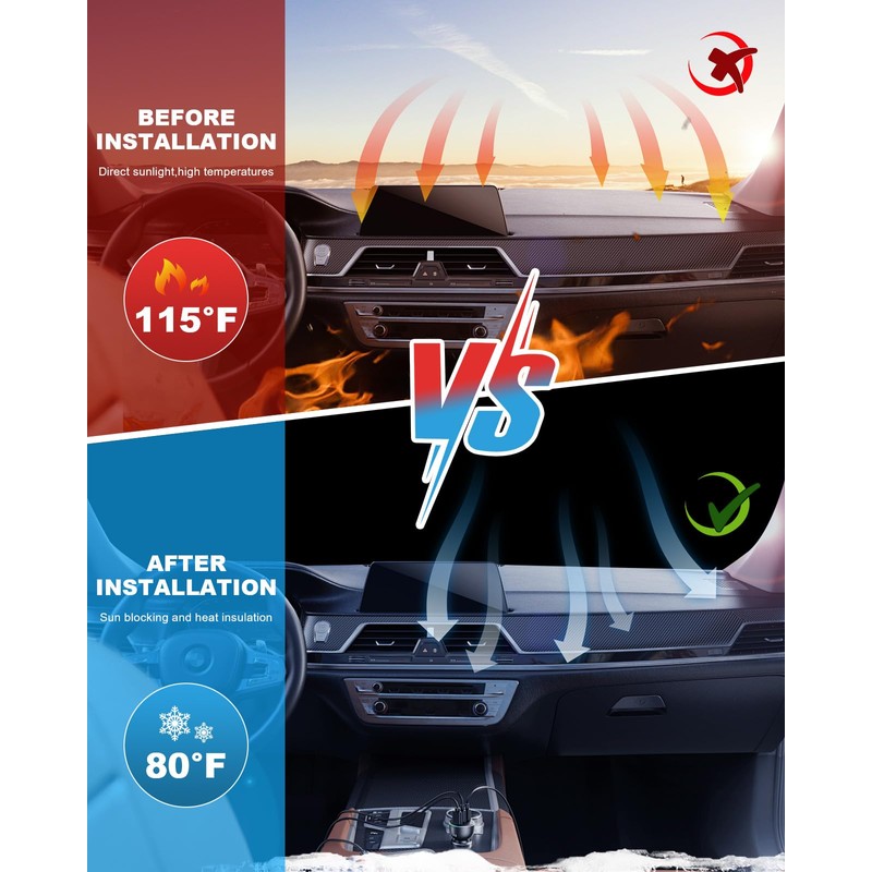 LungsiMotor Front Windshield Sun Shade Custom Fit for 2009-2020 Dodge