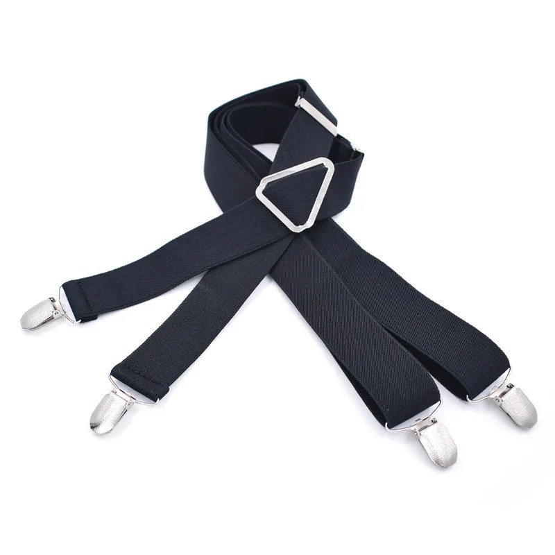 Adjustable 4-Clip Elastic X-Back Suspenders, 3.5 cm Wide Polyester Braces