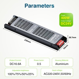 LED Transformer 230 V to 12 V 200 W Dimmable with Slow Start, Dimmable Switching Power Supply LED Transformer 12 V, Mute Driver Power Supply 16.6 A, Driver (12 V - 1 PC, 200, Watt)