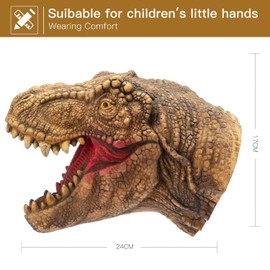 Yolococa Dinosaur Hand Puppet Toys T-rex Puppets Soft Rubber Realistic Raptor Dino Head Tyrannosaurus Rex for Kids,1 PCS