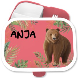 Children's Campus Lunch Box for Mepal - Bear Bear Motif Predator Bear - 750 ml - Pink - Lunch Box Child