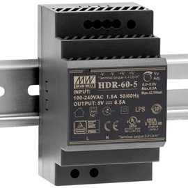 WITTKOWARE HDR-60-24 DIN Rail Power Supply for 35 mm DIN Rail, Universal Input, Output: 24 V/DC (Adjustable 21.6 ~ 29 V), Max. 2.5 A (60 W)