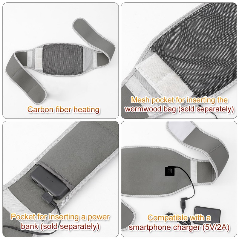 Carbon Fiber Heating Belt with 3-Temperature Settings, Waist Trimmer &
