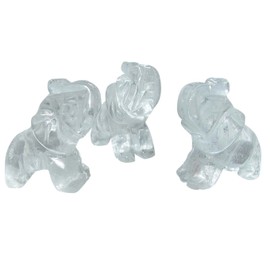 Rock crystal elephant approx. 22 x 30 mm made of real gemstone with trunk upwards lucky charm (3242)