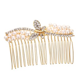 Healeved Pearl Rhinestone Hair Comb for Women Durable Alloy Wedding Bridal Hair Accessory