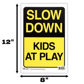 ArtSkills Slow Down Kids at Play Sign, 4-Pack, 12x8 inches - Kids at Play Safety Signs for Street, Durable Styrene Plastic Children at Play Safety Signs