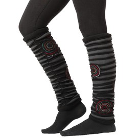 PUREWONDER Women's Leg Warmers Patchwork Leg Warmers No. 59, black