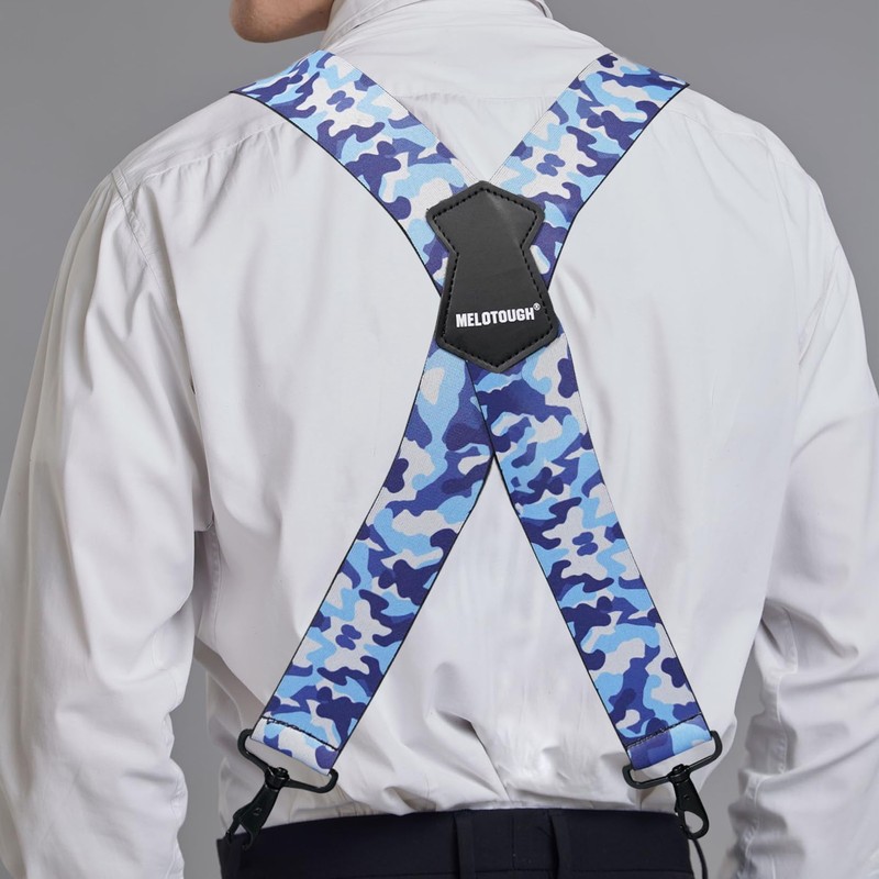 MELOTOUGH Men Suspender 2 Inch Wide Camouflage Suspender Heavy Duty