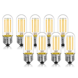 NOVELUX 3.2 Inch 3000K Warm White E26 LED Bulb 60 Watt Equal, AC 120V 600LM Edison Bulbs Dimmable, 6W T10 T30 Tubular Filament Light Bulbs Clear Glass for Fan Pendant Wall Light, ETL Certified-9 Pack