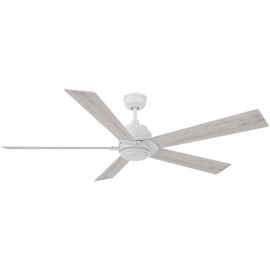 Carro 60 Inch Ceiling Fan without Lights, White Ceiling Fan with Remote Low Profile, 10-Speed Reversible DC Motor, 3 Light Colors Dimmable LED, for Bedroom, Light Wood