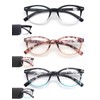 MODFANS Reading Glasses 2.25 Women 3 Pack Spring Hinge Fashion