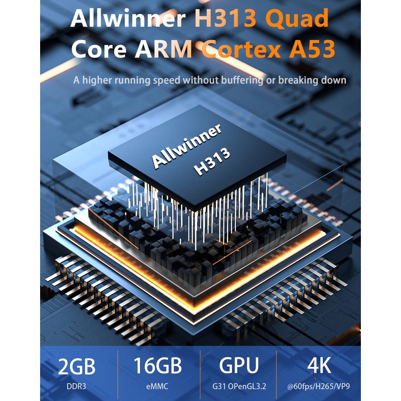 Puersit Android 10.0 TV Box, Allwinner H313 Quad-Core 64bit Quad