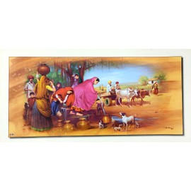 Lord Shiva, Goddess Durga and Panchmukhi Hanuman/ Hindu God Poster : Reprint on Paper (Unframed 11"X35" inches)