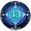 (Years 1-50) NA 33 Year Crystals and Glitter Medallion, Silver