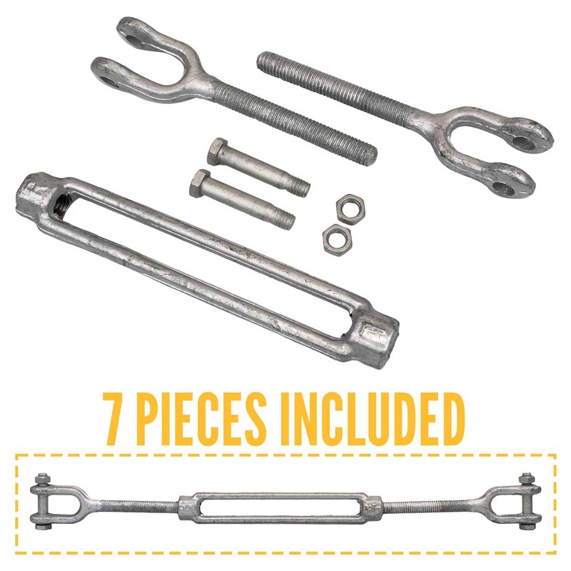 US Cargo Control Jaw and Jaw Turnbuckle, 1/2" x 9",