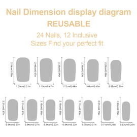 Hebterrka Pack of 24 French Tips Press On Nails, Short Square False Nails, Nude Pink Full Coverage Nail Glue with Glitter Sequins Design, White Nail Tips