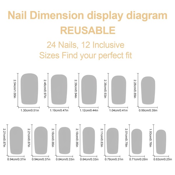 Hebterrka Pack of 24 French Tips Press On Nails, Short