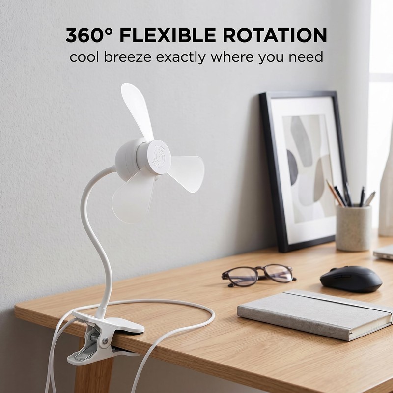 clip on fan for bed 5V Clip-on USB Powered Fan