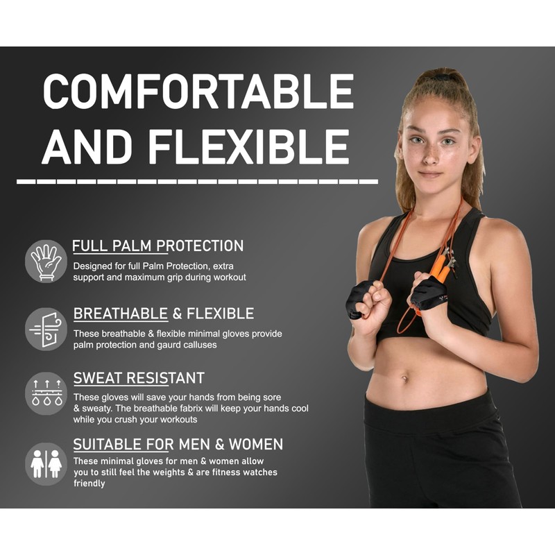 FITNESS FORCE Workout Gloves for Men & Women Partial Weight