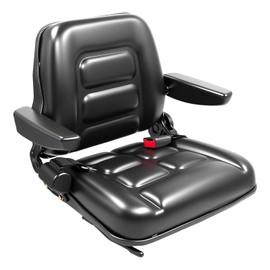 Universal Forklift Seat/Tractor Seat Compatible with Forklifts, Tractors, Zero-Turn Mowers, Skid Steers, Telehandlers, Backhoes, Excavators – Adjustable 120° Backrest,Sliding Rail, Armrest, Black