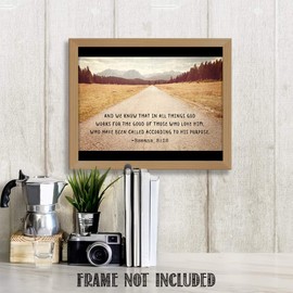 Book of Romans 8 28 Bible Wall Decor, Book Bible Christian Quote Decor, Bible Verse Wall Print, Bible Quote 11 x 14 Wall Print, Inspirational Poster for Family & Friends, Birthday Gift for Women