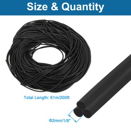 PATIKIL 200Ft Backer Rod 1/8 Inch EPDM Rubber Caulk Saver Concrete Expansion Joint Concrete Expansion Filler Weather Strip Seal for Gaps and Joints, Black