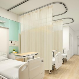 DotheDrape 8ft Wide x 7ft Tall Cubicle Curtain Room Divider Privacy Cubicle Curtain with Grommet Top (1 Panel, Beige)