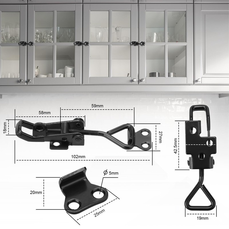 Kigniote GH-4001 Stainless Steel Tension Latch, Box Clasp, Snap Latch,