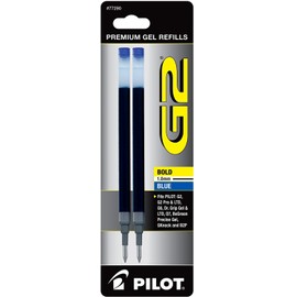 Pilot G2 Retractable Premium Gel Ink Roller Ball Bold, Blue 2 Pens & 24 Refills