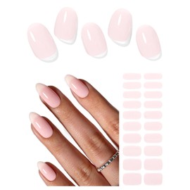 AutyaMee Semi Cured Gel Nail Strips (Jelly Pale Pink), 20 Pcs Gel Nail Wraps, Stickers, UV Light Required, Salon Quality, Long Lasting