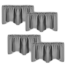 NICETOWN 4 Panles Blackout Curtain Valances for Kitchen/Bathroom/Laundry - Farmhouse Privacy Window Valances for Living Rod Pocket Casual Curtain, Silver Grey, 52" Wide x 18" Long