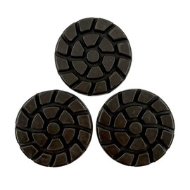 3" Resin Concrete Diamond Polishing Pads, #100 Grit, Dark Resin, Set of 3, 8mm Segment Height, Dry or Wet for Walkbehind Grinders