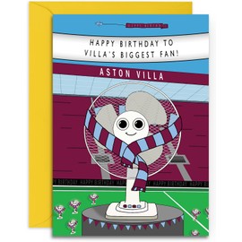Football Fan Birthday Card - Villa Fan - A5 Sized Card (148mm x 210mm) with Yellow Envelope. Designed and Printed in the UK
