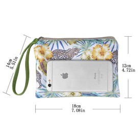 Rantanto Small Cute Cash Coin Purse, Canvas Change Purse, Kawaii Coin Pouch With Handle Christmas Gift For Women Teenager Girls (BG0006 Leopard And Palm Leaves)