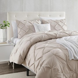 Clara Clark Linen Duvet Cover King Size - Pintuck King Duvet Cover Set, 3 Piece Double Brushed Duvet Cover with Button Closure, 1 Pinch Pleated King Size Duvet Cover 104x90 inches and 2 Pillow Shams