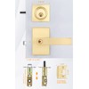 goldenwarm Gold Door Handle with Deadbolt, Square Contemporary Brushed Gold