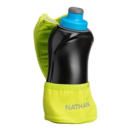 Nathan Running Handheld Quick Squeeze. No-Grip Adjustable Hand Strap. 12oz / 18oz / Insulated. Reflective Hydration Water Bottle. (12oz, Lime/Black)